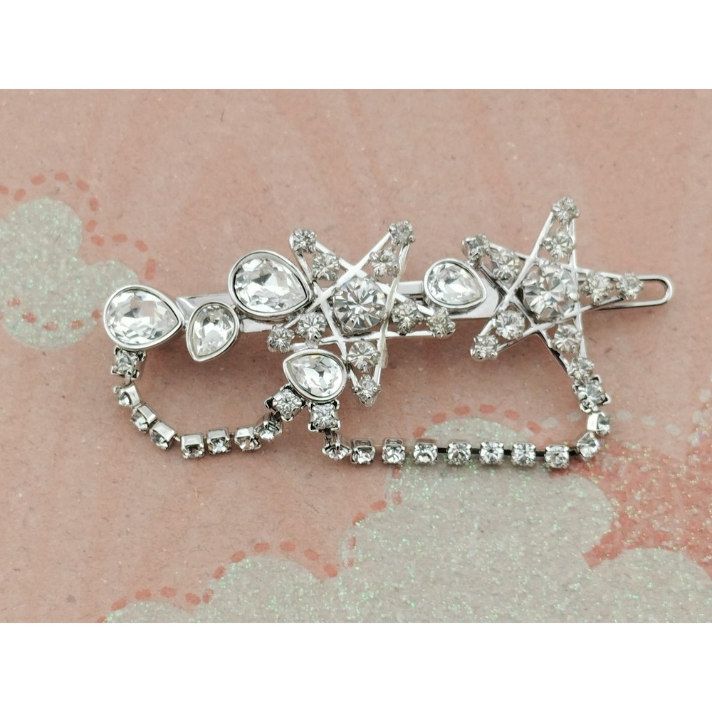 Amazing Swarovski signed silver tone rhodium plated clear rhinestones Barrett